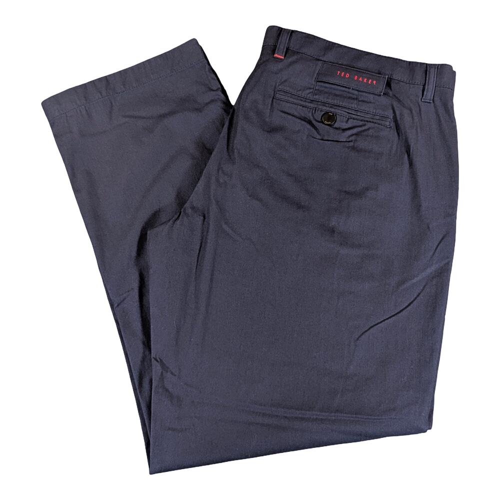 Ted Baker Golf Pants Mens 40R Navy Flat Front Chino Casual Stretch